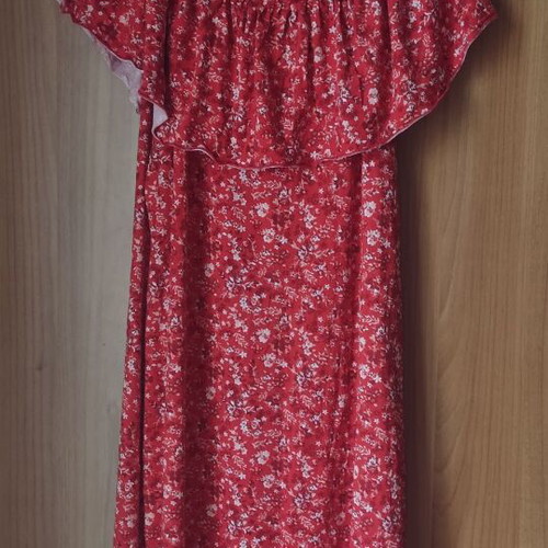 Midi dress red viscose Bodyflirt Large like new