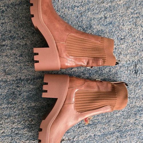 Women's brown ankle boots size 41 new with 8 cm heel