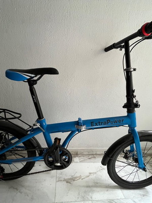 Folding bicycle 20 inch like new, blue, 6 speeds, disc brakes
