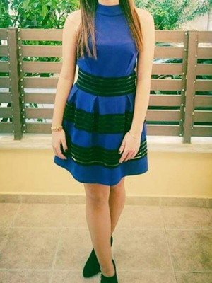 On Line blue dress size M-L used, evening wear