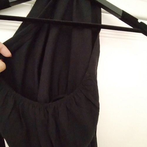 Black short backless summer dress, halter style