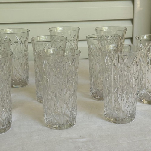 Set of 10 Saint Louis Crystal Highball glasses used