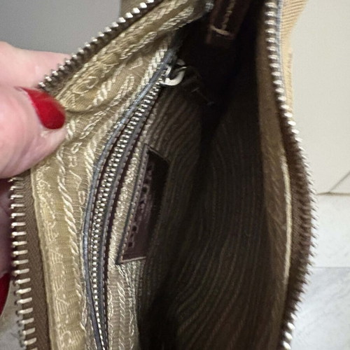 Prada Milano jacquard canvas crossbody bag like new, beige silver