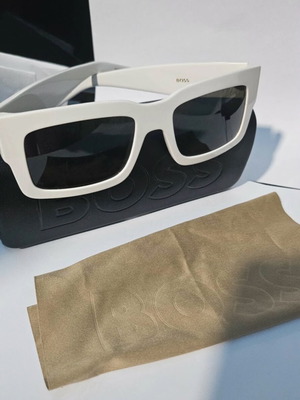 Hugo Boss white acetate sunglasses new with case and cloth