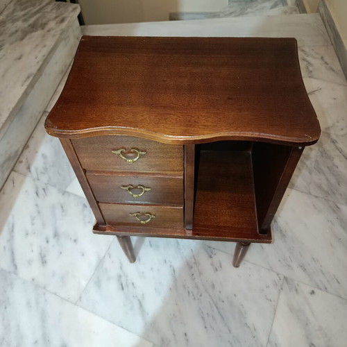 Solid wood nightstand 1968 with 3 side drawers