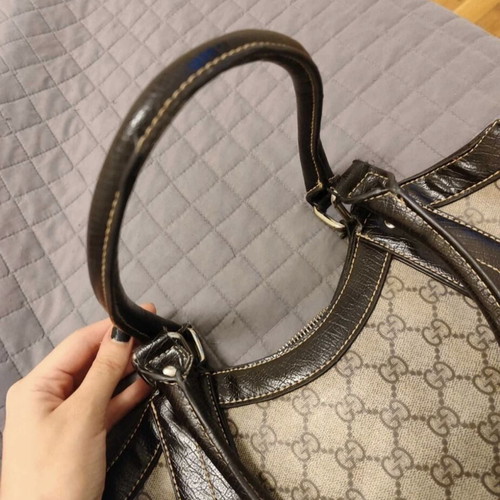 Gucci shoulder bag used, beige and brown, vintage