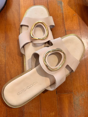 Gianna Kazakou leather sandals used, beige, size 40