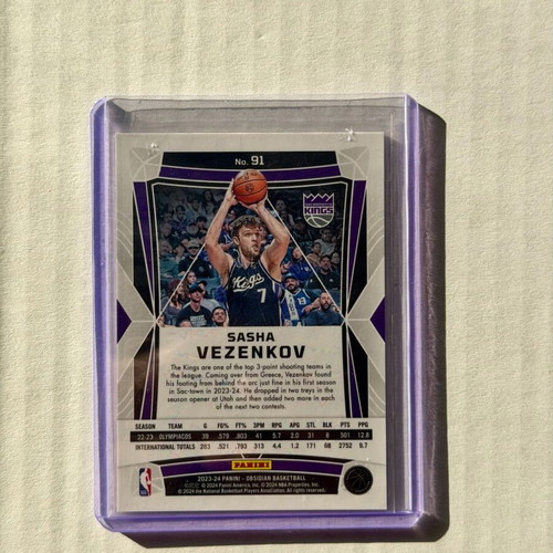 Sasha Vezenkov 2023-24 Obsidian Basketball Rookie Sacramento Kings card new #91