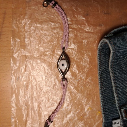 Silver bracelet mataki with leather strap like new