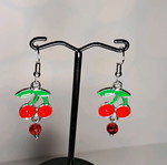 Handmade cherry earrings with crystals new