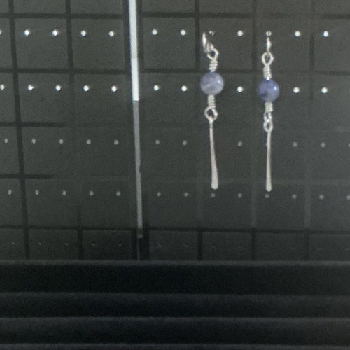 Handmade earrings with sodalite bead and stainless steel hook, made to order