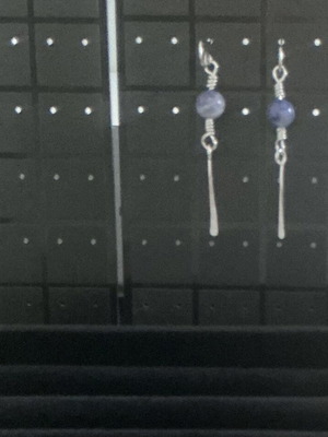 Handmade earrings with sodalite bead and stainless steel hook, made to order