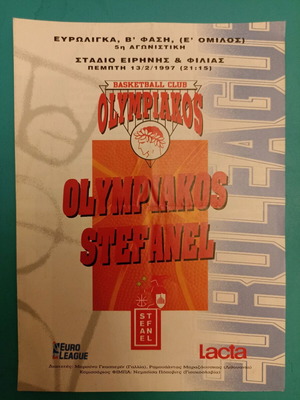 Ολυμπιακός Stefanel πρόγραμμα αγώνα Euroleague 1997 μεταχειρισμένο