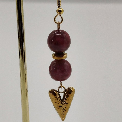 Handmade earrings new from garnet, hematite and stainless steel