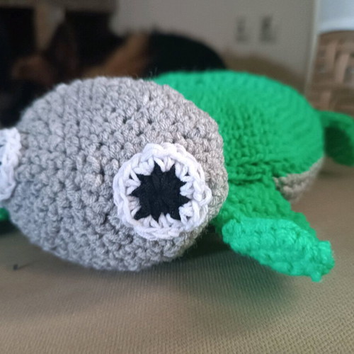 Crochet handmade turtle like new, green and gray