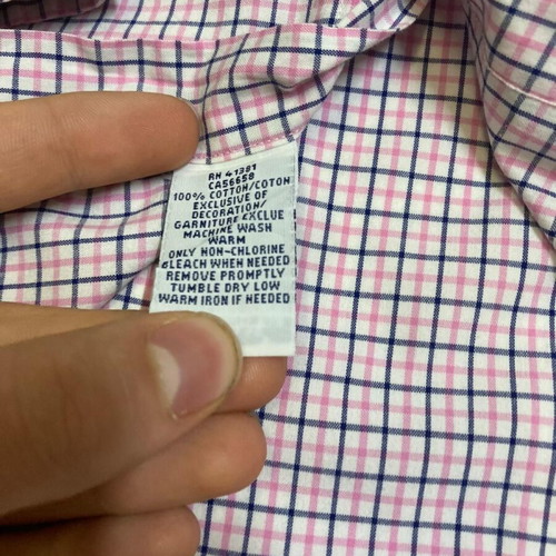Ralph Lauren Oxford long sleeve shirt, pink white blue checked, size L
