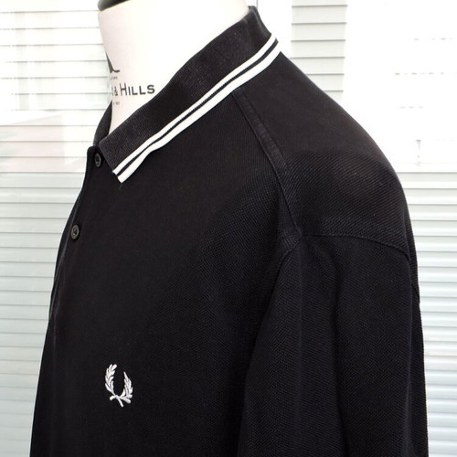 Fred Perry men's black long sleeve polo shirt XL