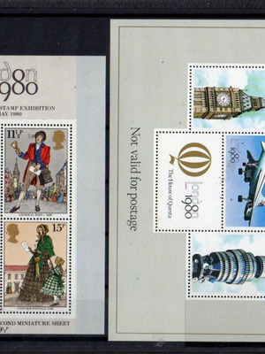 Great Britain Международна изложба на марки 1980 блокове, два неизползвани