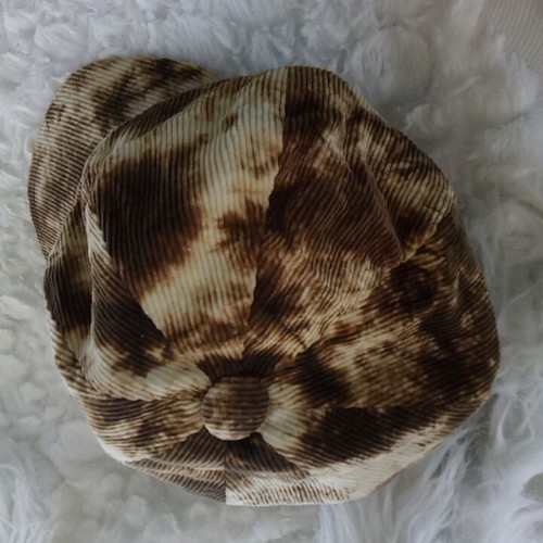 Κοτλέ καπέλο τζόκεϊ καινούργιο, καφέ/μπεζ tie-dye