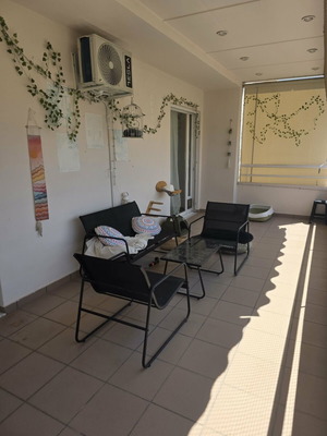 Envy metal balcony garden sofa set 4pcs like new with textilene