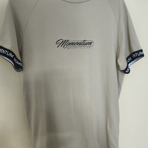Men's beige T-shirt with printed details