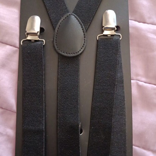 Men's black suspenders, adjustable
