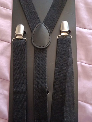 Men's black suspenders, adjustable
