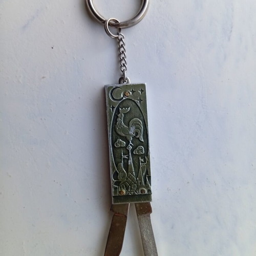 Keychain with nail file and mini knife used, made in USSR