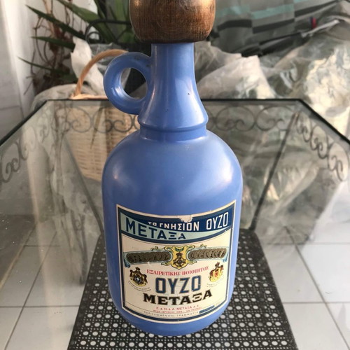 Collectible ceramic ouzo carafe METAXA used, empty
