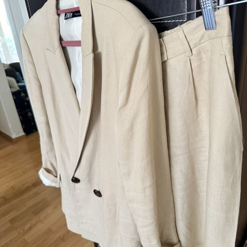 Linen suit beige oversize, like new, Zara, size M