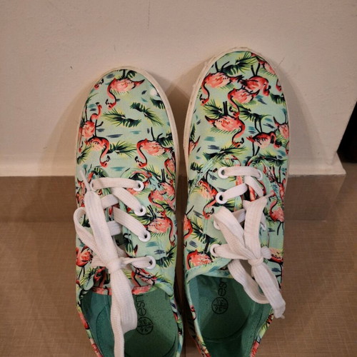 Esmara canvas shoes like new, colorful, size 36 with flamingo design