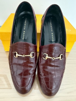 Μοκασίνια Classico δερμάτινα μπορντώ, σαν καινούργια, μέγεθος 40