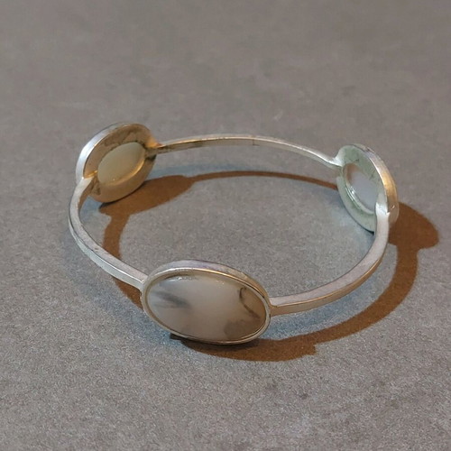 Bracelet bangle women's silver with marble design stones like new
