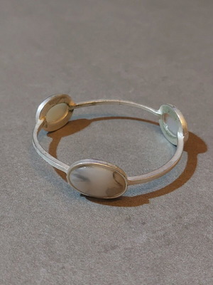 Bracelet bangle women's silver with marble design stones like new