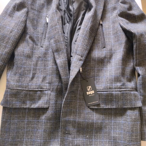 Sogo Italian wool men's coat with removable double collar