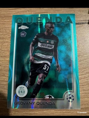 Geovany Quenda 2024-25 Topps Chrome UCL Aqua Refractor Rookie Card like new