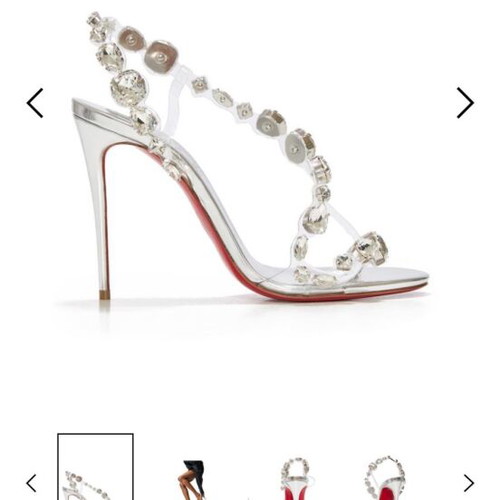 Πέδιλα Christian Louboutin Rosalie Jewele 100 δέρμα σαν καινούργια, ασημί