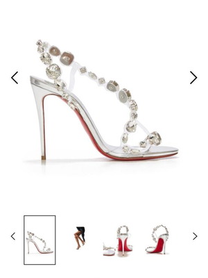 Πέδιλα Christian Louboutin Rosalie Jewele 100 δέρμα σαν καινούργια, ασημί