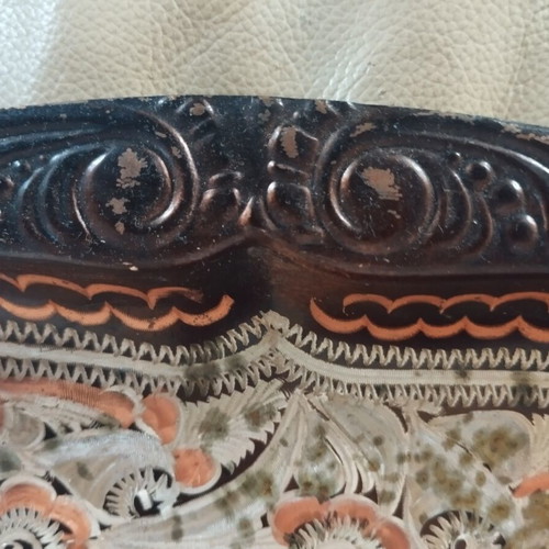 Copper serving tray used with Istanbul landmarks and floral designs