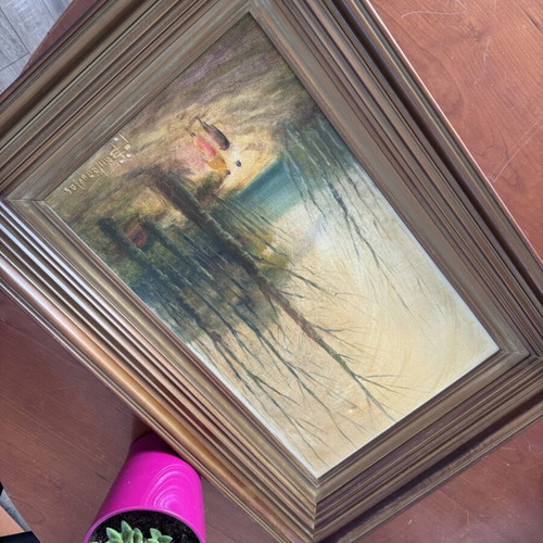 Vintage Vasilopoulos Painting Romantic Couple Scene like new