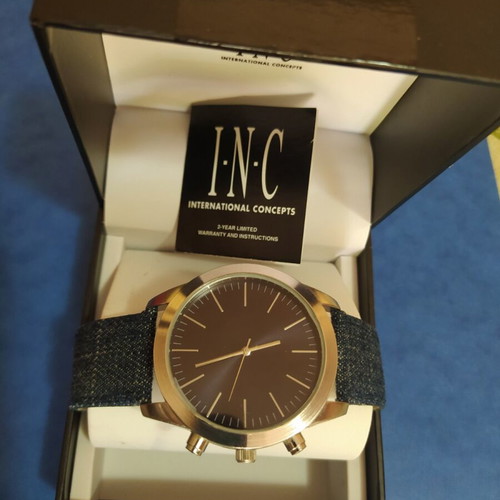 INC watch unused with box and certificate, men's black