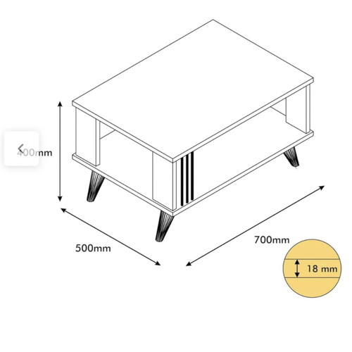 Coffee table with brown melamine surface 70x50 cm like new
