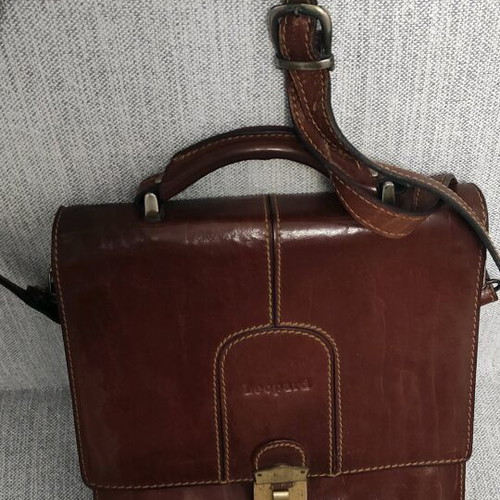Leather Shoulder Bag Leopard like new, brown professional briefcase