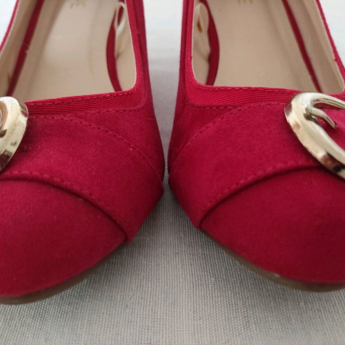 Ladies shoes red with 5cm wedge heel like new, size 38