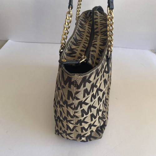 Michael Kors women's bag used, beige and black with MK design