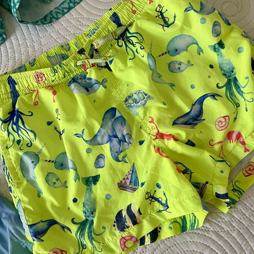 Boys' swimwear pack used, size 7-8 years, blue and multicolor