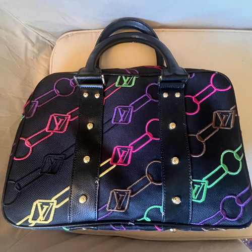 Black shoulder bag with colorful embroidery, like new