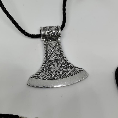 Viking Axe Pendant with Scandinavian Symbols like new