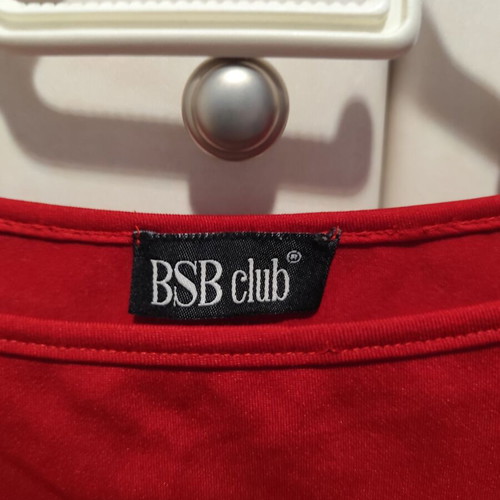 BSB blouse used red with fur details on cuffs