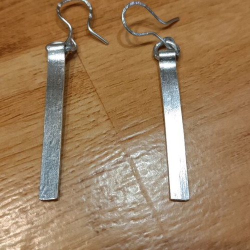 Silver bar earrings new, aluminum, minimal design